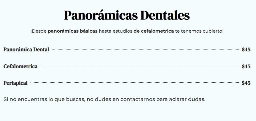 panoramicas dentales precios